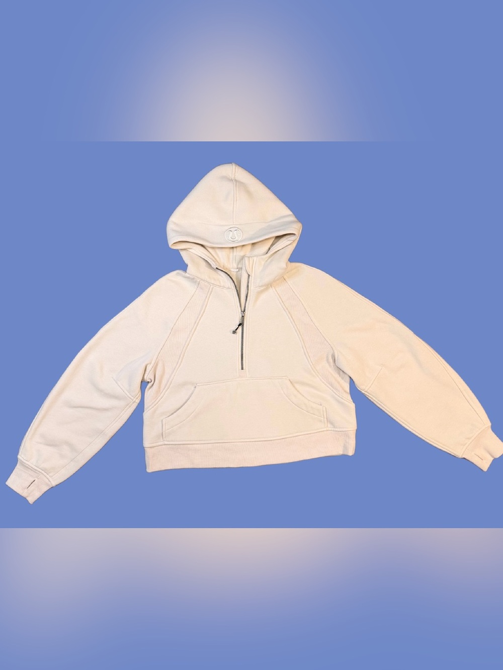 Lululemon Beige 1/2 Zip Scuba  Hoodie Size XS/S Women Cotton Blend Heavy Cropped